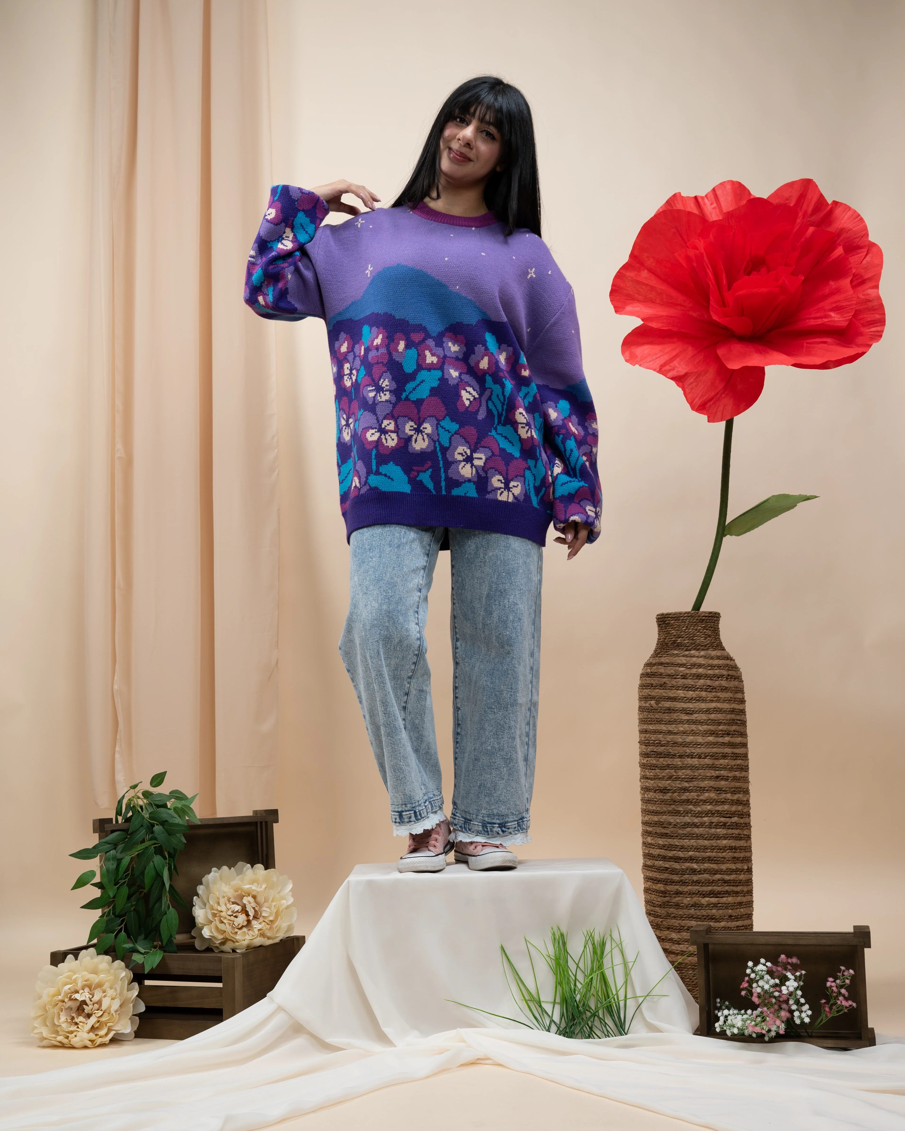 Violet Flower Sweater - Image 3